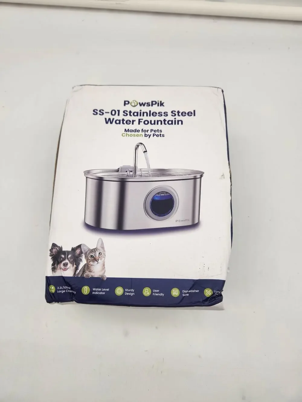 PowSpik SS-01 Stainless Steel Pet Water Fountain New